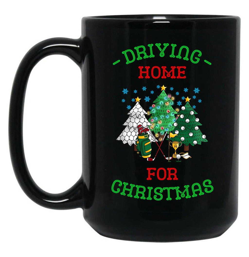 Driving Home For Christmas Funny Golf Christmas Black Coffee Mug, Gift Coffee Mug