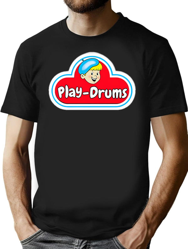 Drummer Play Drums Vintage Logo T-Shirt for Men & Women, T-Shirts Graphic Tee - Black