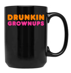 Drunkin Grownups Funny Humor Novelty Black Coffee Mug, Gift Coffee Mug