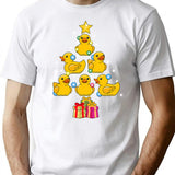 Duck Christmas Tree Duckie And Quack Christmas T-Shirt for Men & Women, T-Shirts Graphic Tee - White