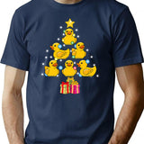 Duck Christmas Tree Duckie And Quack Christmas T-Shirt for Men & Women, T-Shirts Graphic Tee - Navy