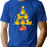 Duck Christmas Tree Duckie And Quack Christmas T-Shirt for Men & Women, T-Shirts Graphic Tee - Blue