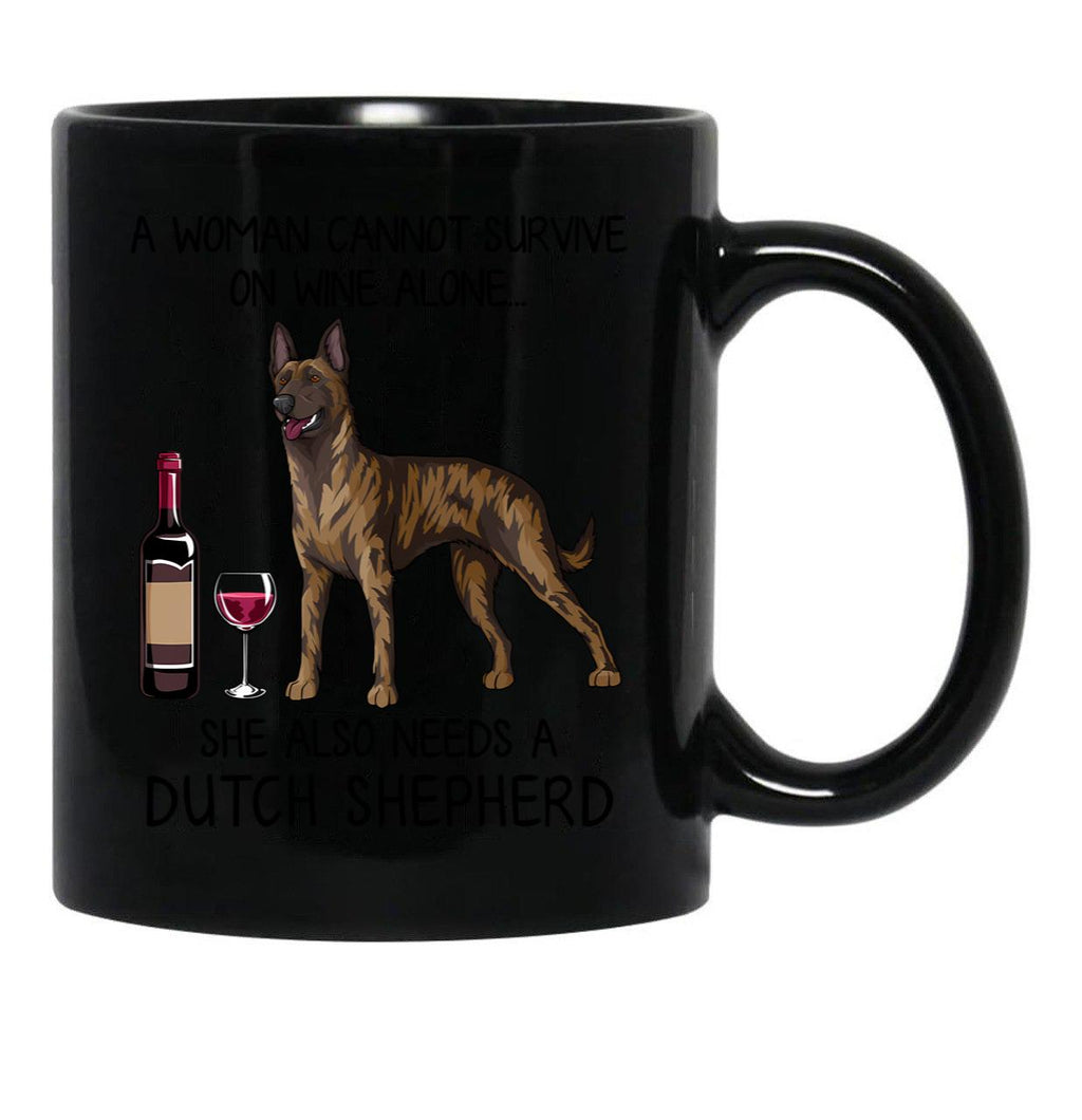 Dutch Shepherd And Wine Funny Gift For Dog Mom Black Coffee Mug, Gift Coffee Mug - Black
