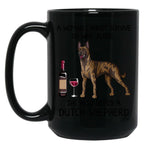 Dutch Shepherd And Wine Funny Gift For Dog Mom Black Coffee Mug, Gift Coffee Mug