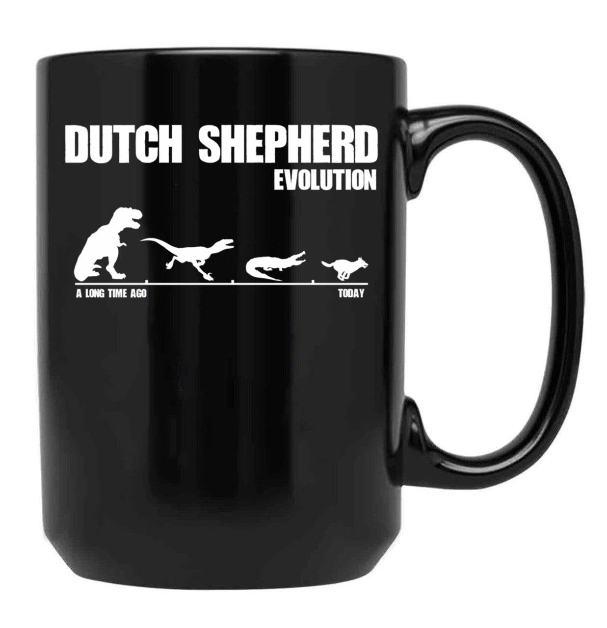 Dutch Shepherd Evolution - Funny Gift Black Coffee Mug, Gift Coffee Mug
