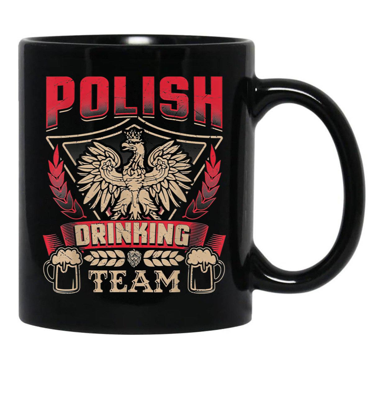 Dyngus Day Polish Beer Poland Eagle Drinking Drunk Dad Black Coffee Mug, Gift Coffee Mug - Black