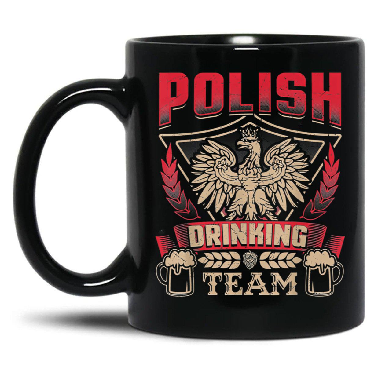 Dyngus Day Polish Beer Poland Eagle Drinking Drunk Dad Black Coffee Mug, Gift Coffee Mug - Black