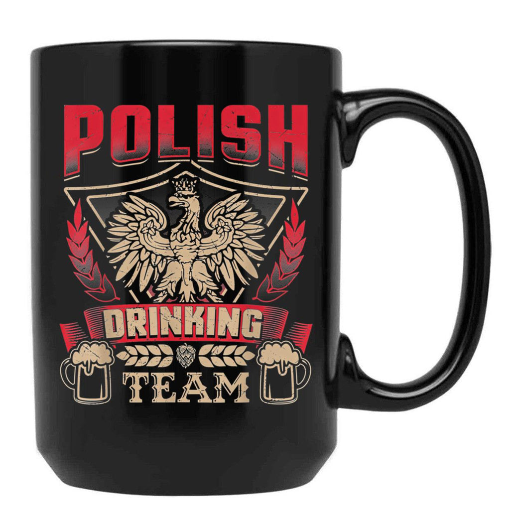 Dyngus Day Polish Beer Poland Eagle Drinking Drunk Dad Black Coffee Mug, Gift Coffee Mug