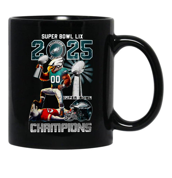 Eagles Super Bowl LIX 2025 Champions 3D Black Coffee Mug, Gift Coffee Mug - Black