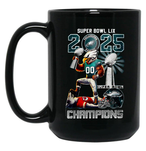 Eagles Super Bowl LIX 2025 Champions 3D Black Coffee Mug, Gift Coffee Mug - Black
