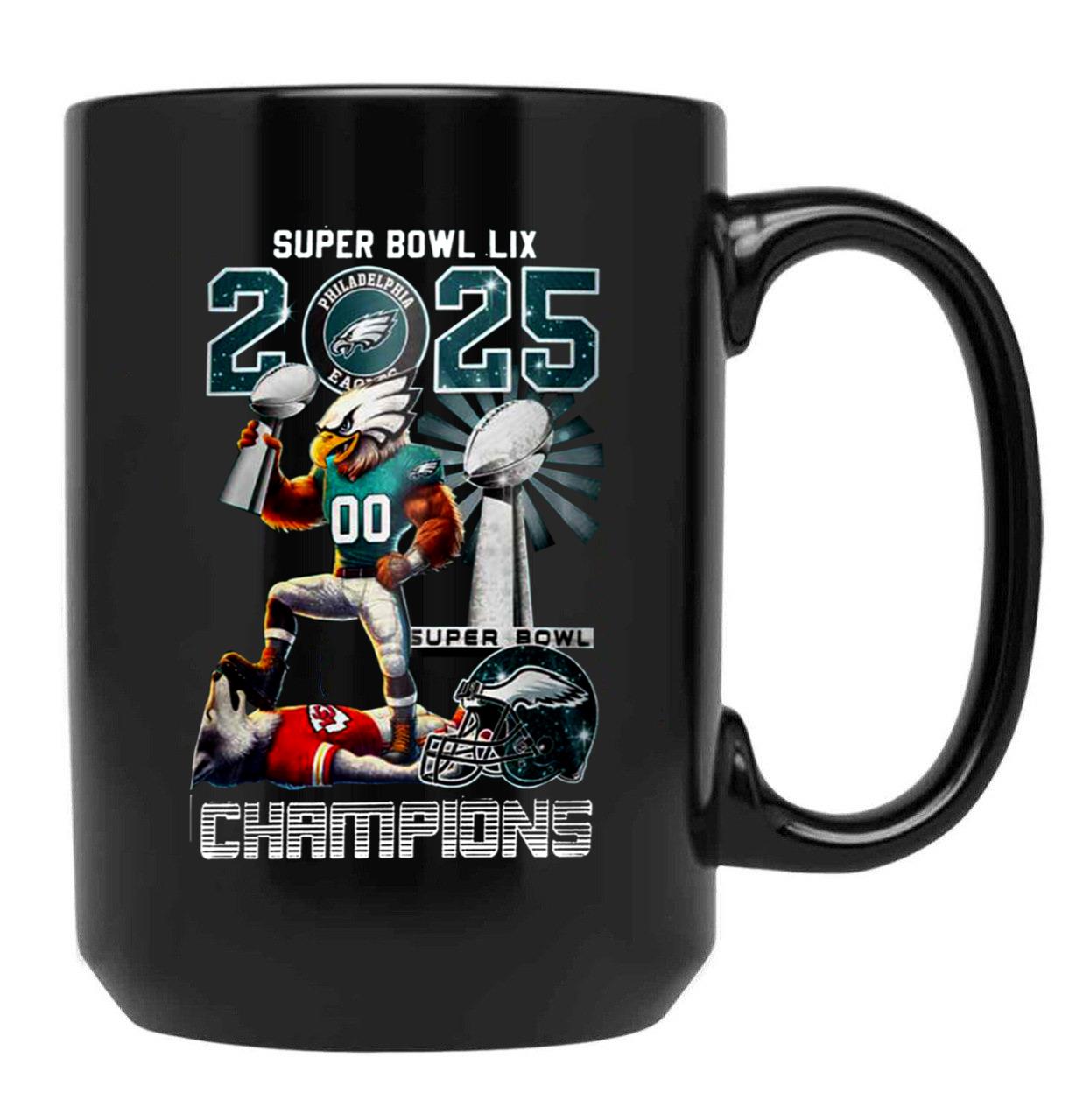 Eagles Super Bowl LIX 2025 Champions 3D Black Coffee Mug, Gift Coffee Mug