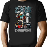 Eagles Super Bowl LIX 2025 Champions 3D Shirt Premium Heavyweight Cotton T-Shirt - Black