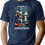 Eagles Super Bowl LIX 2025 Champions 3D Shirt Premium Heavyweight Cotton T-Shirt - Navy