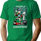 Eagles Super Bowl LIX 2025 Champions 3D Shirt Premium Heavyweight Cotton T-Shirt - Green