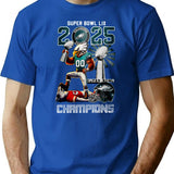 Eagles Super Bowl LIX 2025 Champions 3D Shirt Premium Heavyweight Cotton T-Shirt - Blue
