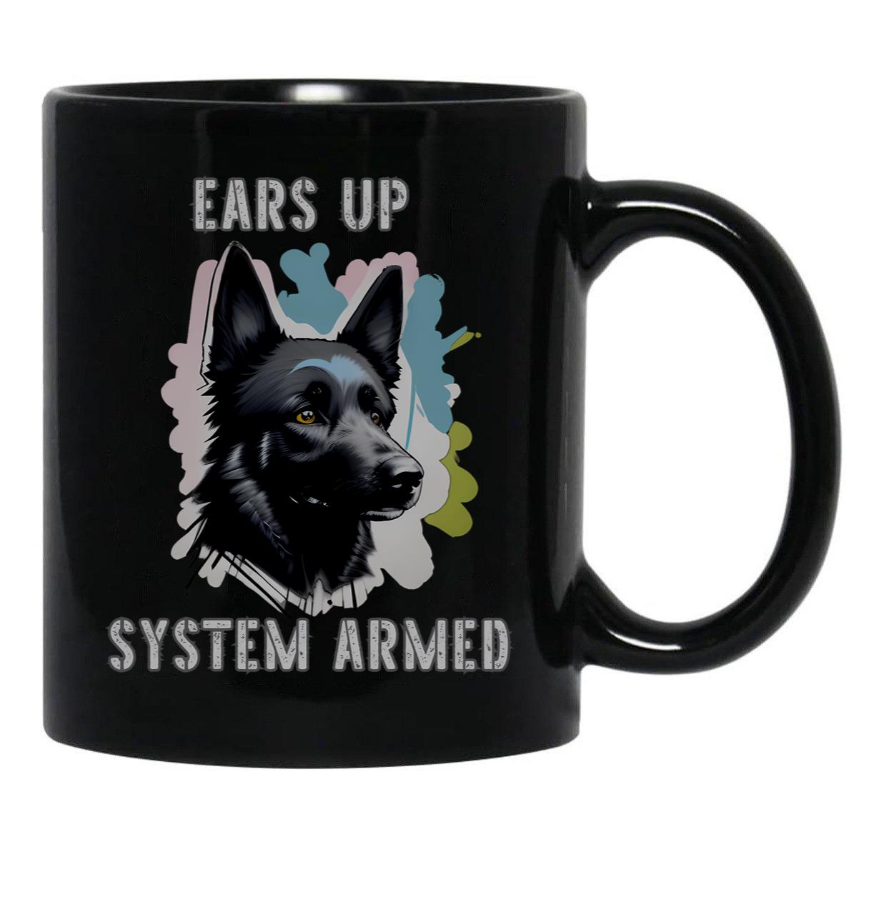 Ears Up System Armed Black Coffee Mug, Gift Coffee Mug - Black