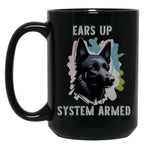 Ears Up System Armed Black Coffee Mug, Gift Coffee Mug