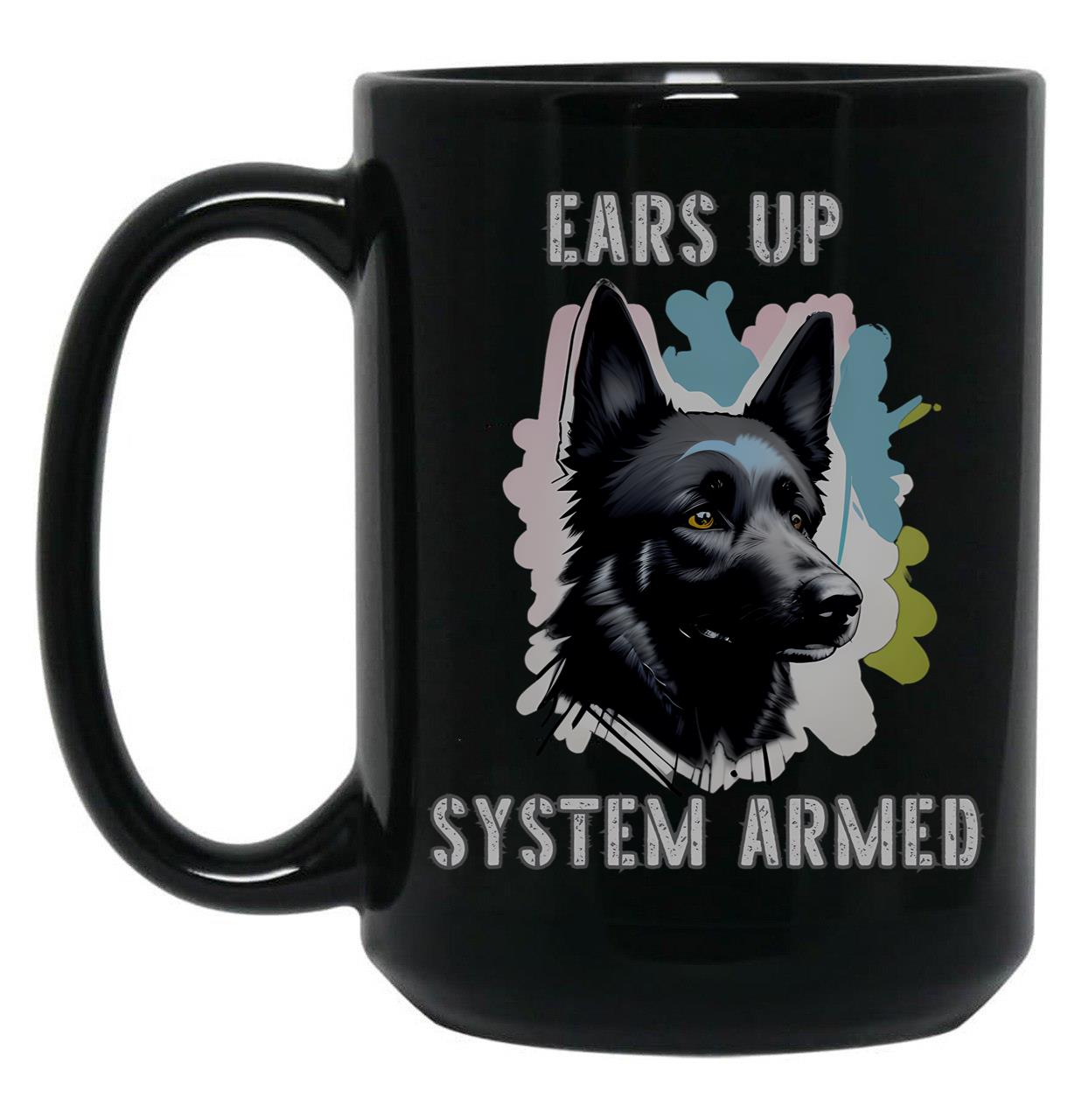Ears Up System Armed Black Coffee Mug, Gift Coffee Mug