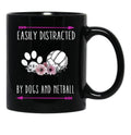 Easily Distracted By Dogs And Netball Netball Quote Netball Design Funny Netball Black Coffee Mug, Gift Coffee Mug - Black
