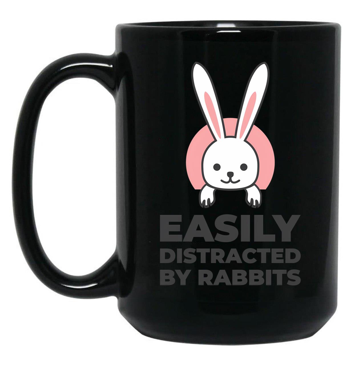 Easily Distracted By Rabbits (4) Black Coffee Mug, Gift Coffee Mug