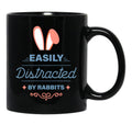 Easily Distracted By Rabbits (5) Black Coffee Mug, Gift Coffee Mug - Black