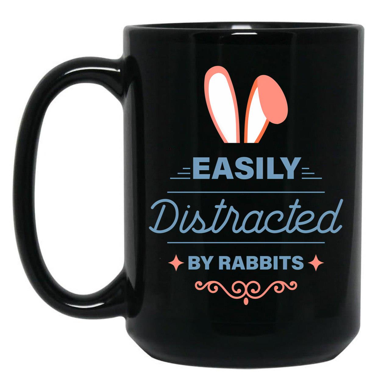 Easily Distracted By Rabbits (5) Black Coffee Mug, Gift Coffee Mug