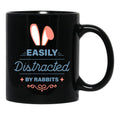 Easily Distracted By Rabbits (6) Black Coffee Mug, Gift Coffee Mug - Black