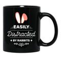 Easily Distracted By Rabbits (7) Black Coffee Mug, Gift Coffee Mug - Black