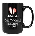 Easily Distracted By Rabbits (7) Black Coffee Mug, Gift Coffee Mug