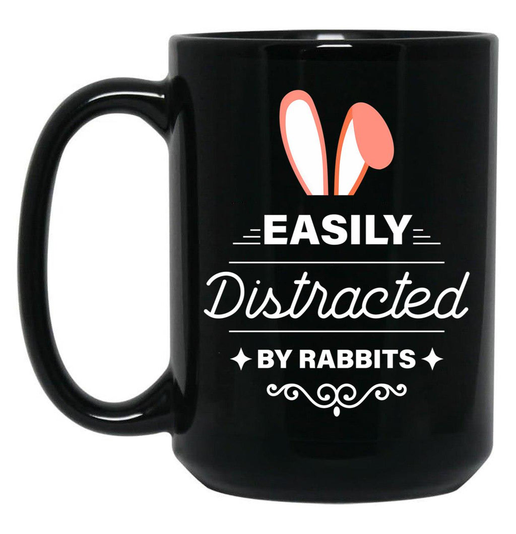 Easily Distracted By Rabbits (7) Black Coffee Mug, Gift Coffee Mug