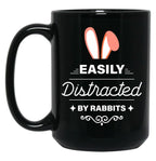 Easily Distracted By Rabbits (7) Black Coffee Mug, Gift Coffee Mug