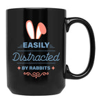 Easily Distracted By Rabbits Black Coffee Mug, Gift Coffee Mug