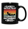 Easily Distracted By Recumbent Bikes Funny Recumbent Bike Black Coffee Mug, Gift Coffee Mug - Black