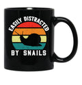 Easily Distracted By Snails (Funny Gift For Snail Lover) Black Coffee Mug, Gift Coffee Mug - Black