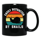Easily Distracted By Snails (Funny Gift For Snail Lover) Black Coffee Mug, Gift Coffee Mug - Black