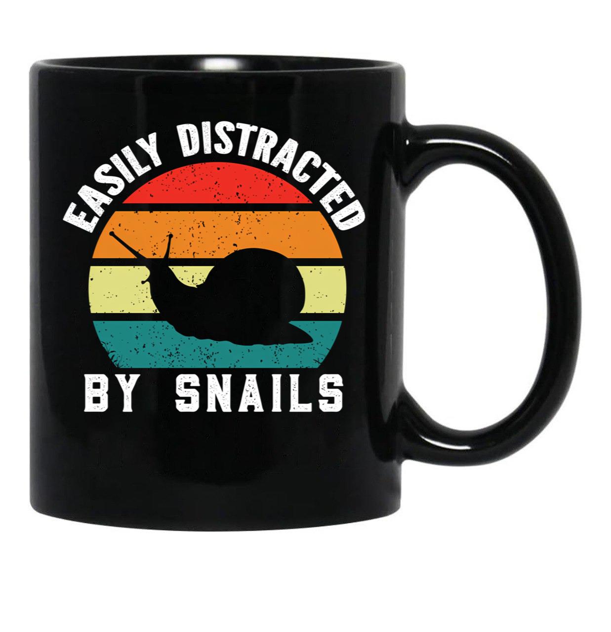 Easily Distracted By Snails (Funny Gift For Snail Lover) Black Coffee Mug, Gift Coffee Mug - Black