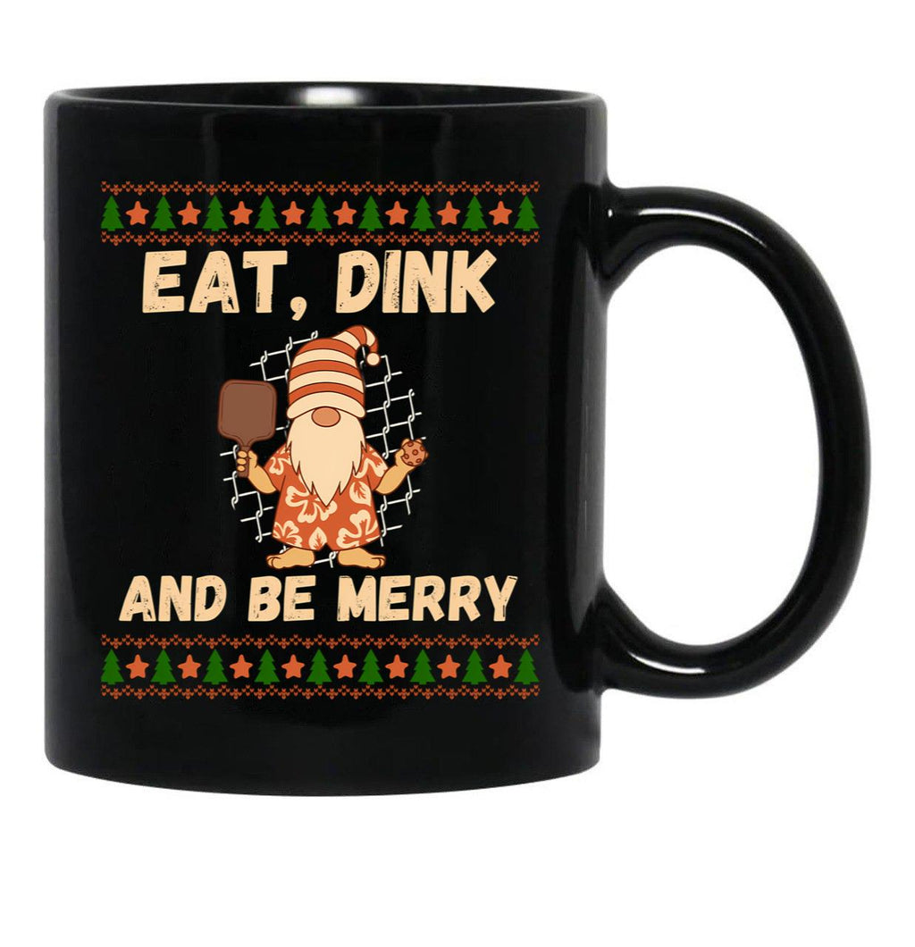 Eat Dink And Be Merry Funny Christmas Pickleball Black Coffee Mug, Gift Coffee Mug - Black