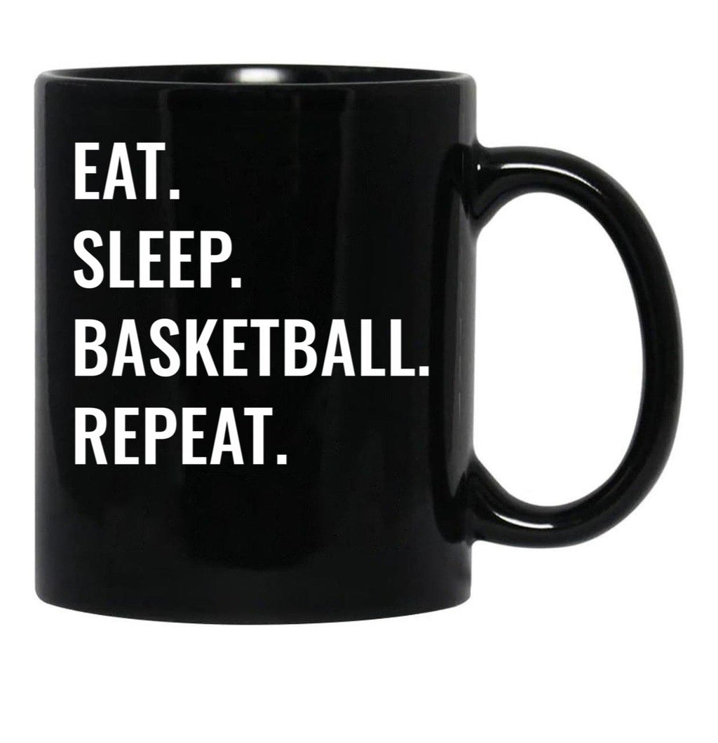 Eat Sleep Basketball Repeat Black Coffee Mug, Gift Coffee Mug - Black