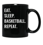 Eat Sleep Basketball Repeat Black Coffee Mug, Gift Coffee Mug - Black