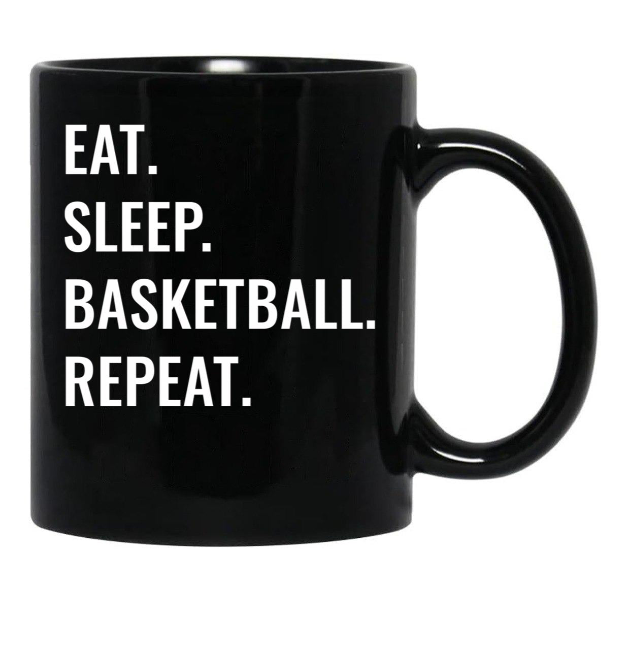 Eat Sleep Basketball Repeat Black Coffee Mug, Gift Coffee Mug - Black