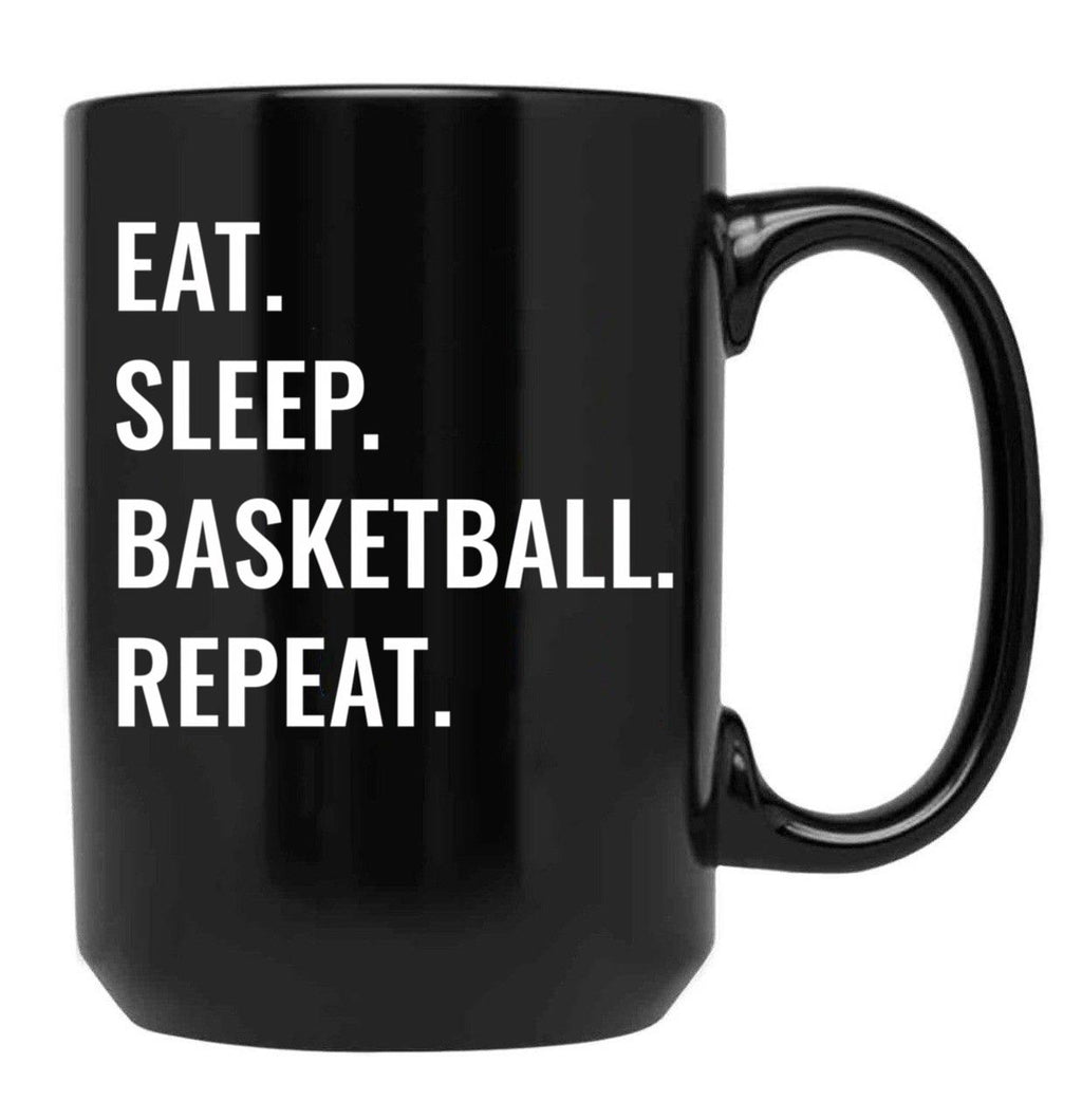 Eat Sleep Basketball Repeat Black Coffee Mug, Gift Coffee Mug