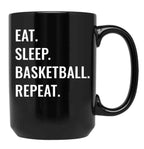 Eat Sleep Basketball Repeat Black Coffee Mug, Gift Coffee Mug