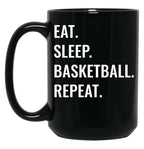 Eat Sleep Basketball Repeat Black Coffee Mug, Gift Coffee Mug