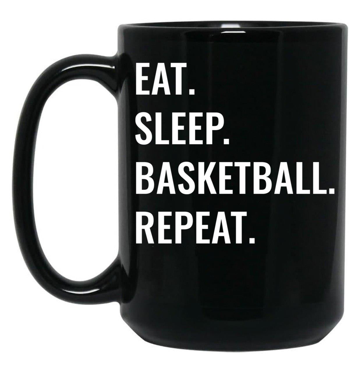 Eat Sleep Basketball Repeat Black Coffee Mug, Gift Coffee Mug