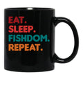 Eat Sleep Fishdom Repeat Black Coffee Mug, Gift Coffee Mug - Black