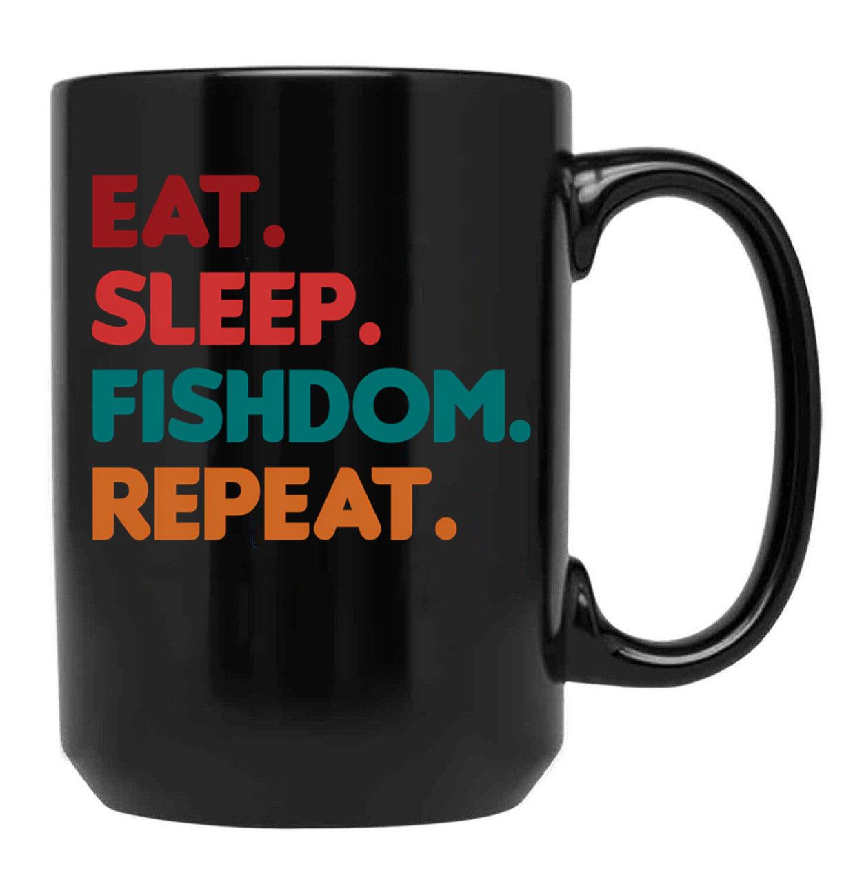 Eat Sleep Fishdom Repeat Black Coffee Mug, Gift Coffee Mug