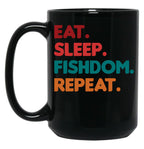 Eat Sleep Fishdom Repeat Black Coffee Mug, Gift Coffee Mug