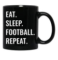 Eat Sleep Football Repeat Black Coffee Mug, Gift Coffee Mug - Black