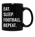 Eat Sleep Football Repeat Black Coffee Mug, Gift Coffee Mug - Black
