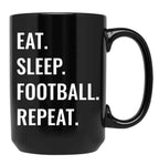 Eat Sleep Football Repeat Black Coffee Mug, Gift Coffee Mug